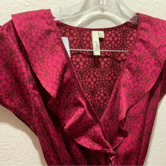 Fossil Red and pink polka dot dress with ruffles size medium - Picture 3 of 8